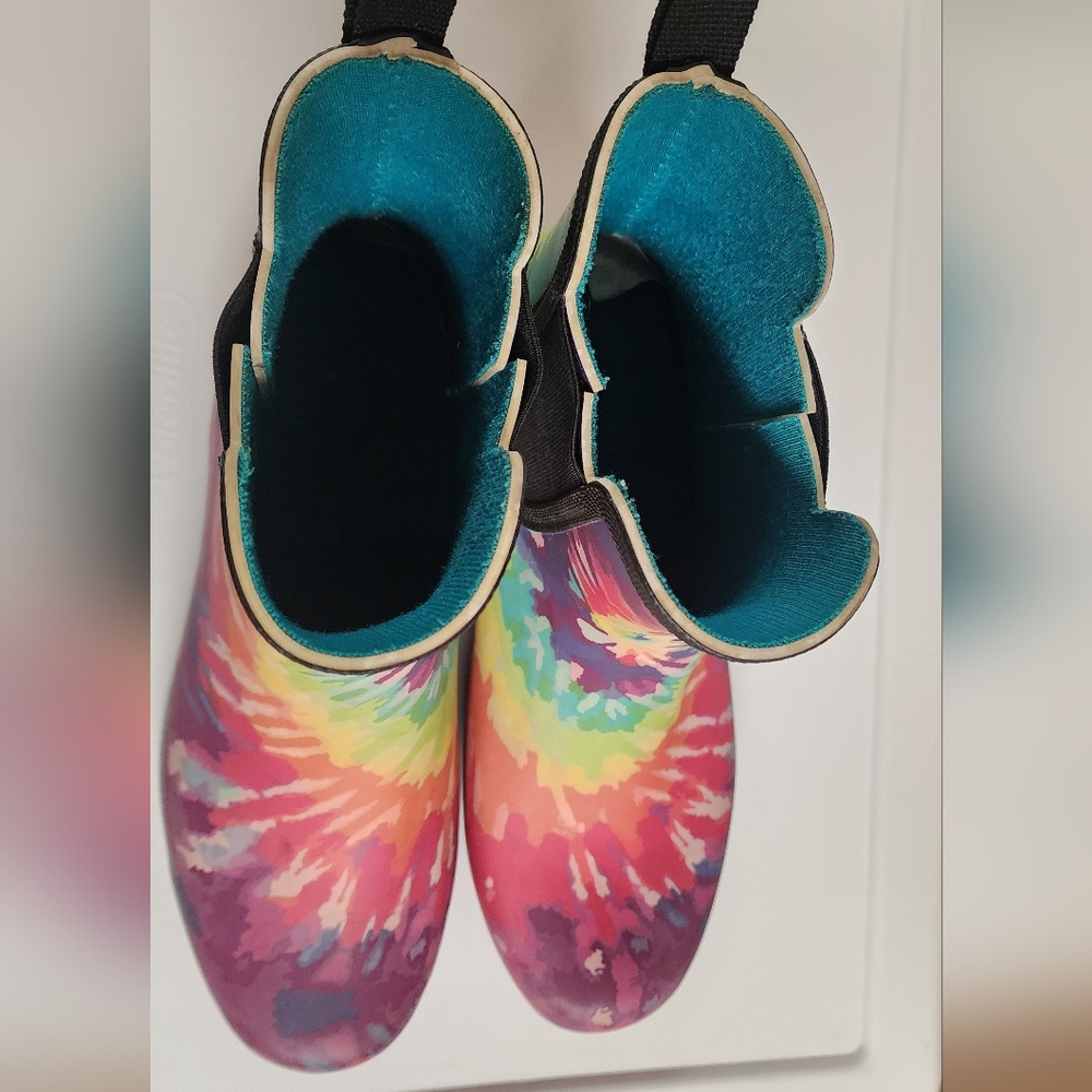 Chooka Short Rainboots Rainbow Tie-Dye Sz 9 - Picture 9 of 9